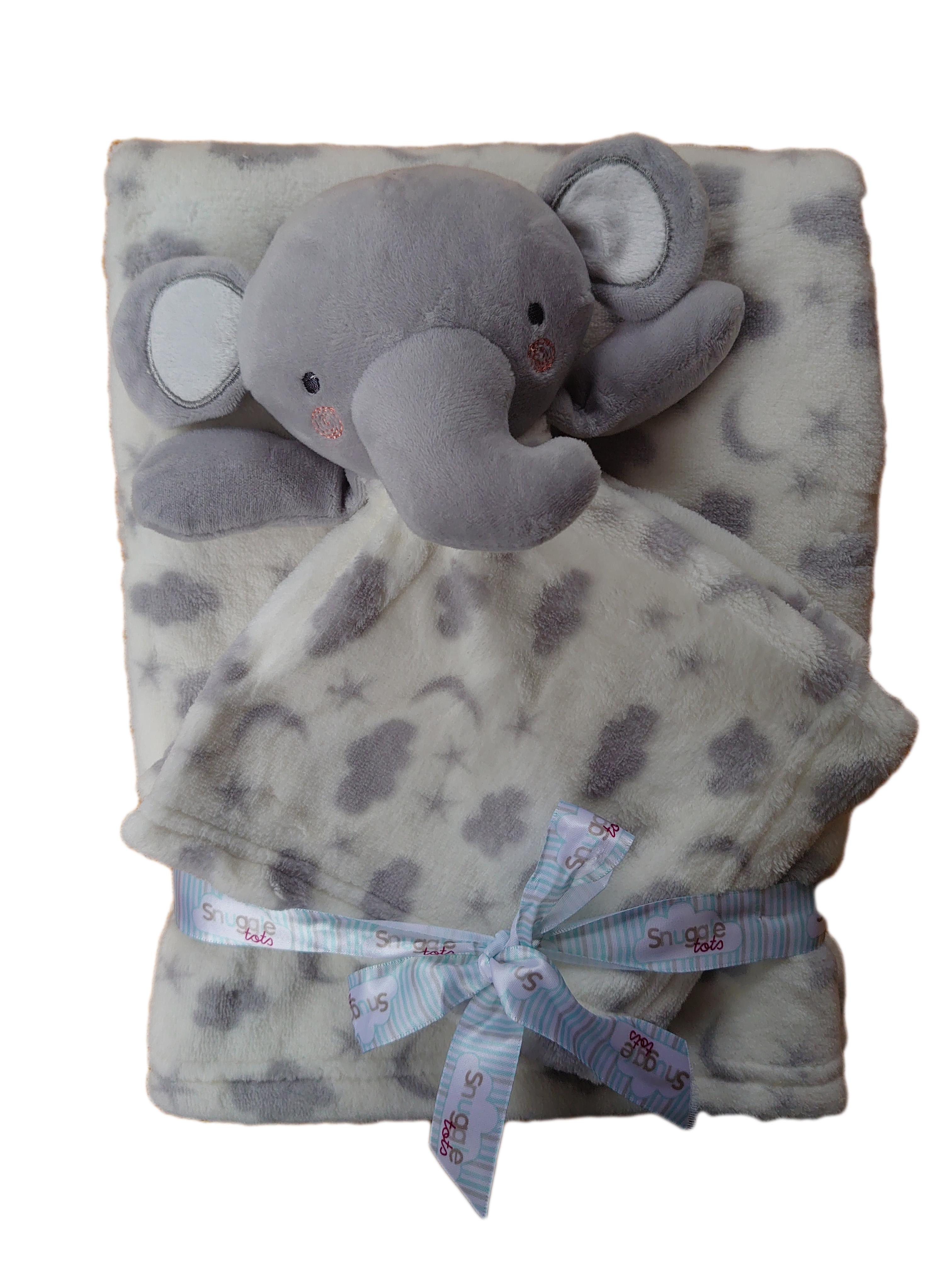 Babydecke mit Namen & Datum bestickt + Kuscheltuch Teddy Hase Maus Elefant  Geschenk Set Baby Taufe Geburt blau rosa weiß | Wuff Dogsworld