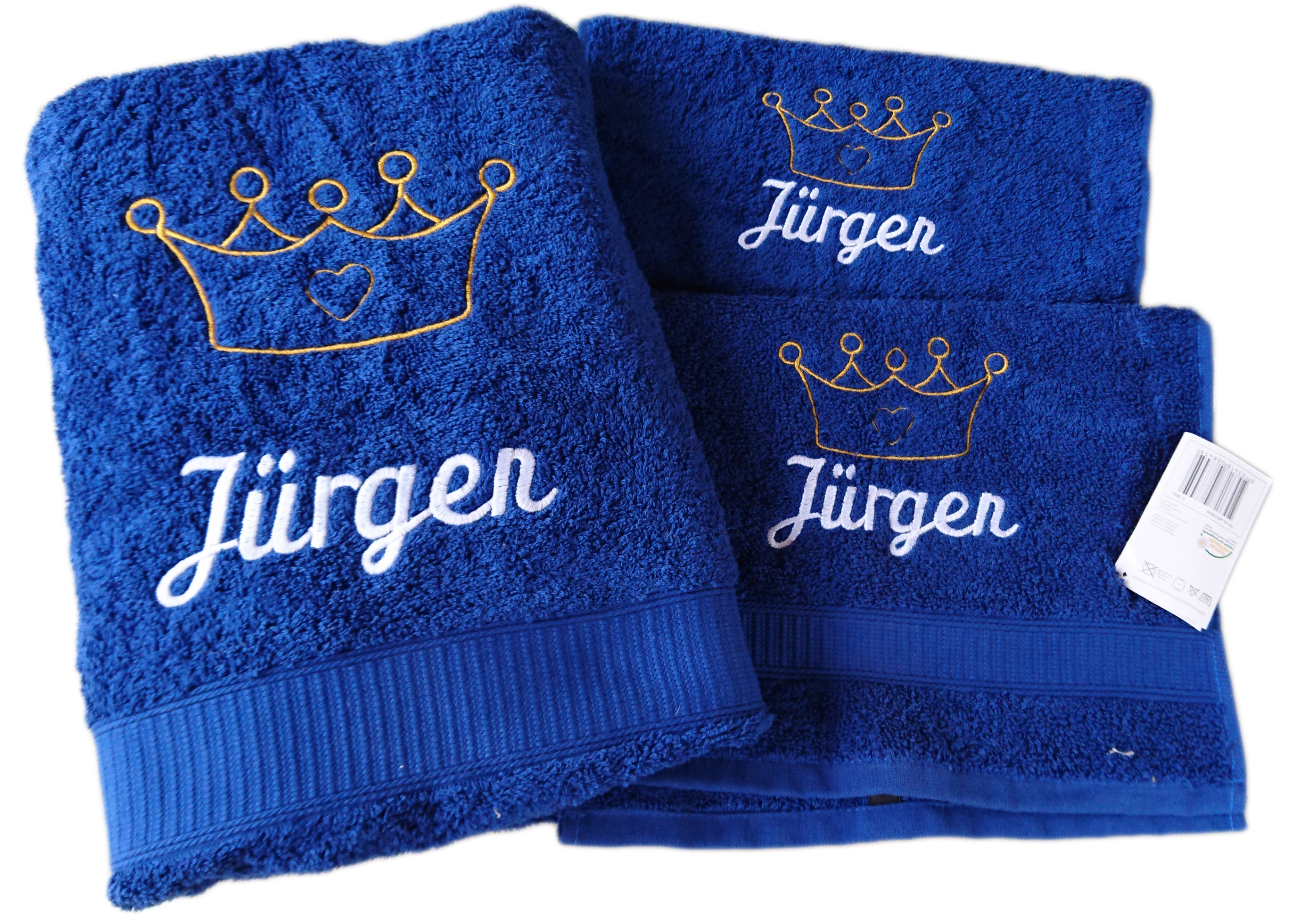 Handtuch bestickt mit Namen &Motiv Krone Farb-Größenwahl Geburt Taufe Geburtstag 
